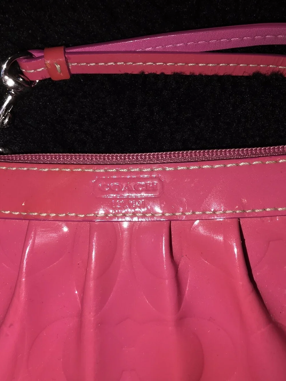 Vintage Coach Pink Wristlet Bag Embossed